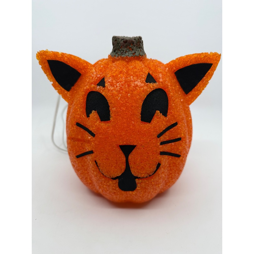 Seasons Kmart Halloween Black Cat Pumpkin Popcorn Melted Plastic Light Lamp